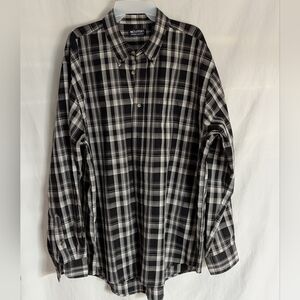 Puritan Tall Man Long Sleeve Black And White Plaid Shirt XLT Button Down Collar